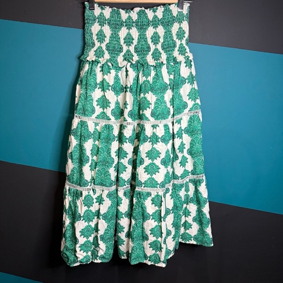 House of Harlow 1960 Green and White A-Line Midi Skirt Resort Wear - Picture 4 of 12